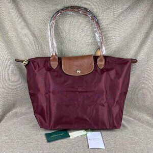 NWT Longchamp Le Pliage Original Large Shoulder Nylon Bag Tote Red
